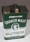 1 Gallon Oil Can, Metal, Quaker Maid, Some Oil In Can