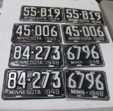(4) 1948 MATCH SETS OF MN LICENSE PLATES