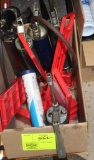 BOX OF GREASE GUNS AND GREASE GUN HOLDERS