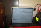 4 DRAWER GREY ORGANIZER CABINET, RIVETS, SCREWS, ELECTRICAL ENDS, WASHERS, LOCK NUTS, BOLTS