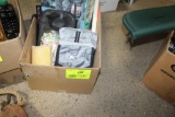 (2) BOXES OF CAR FENDER PROTECTORS, CLEANING SUPPLIES, DUSTERS, GARDEN SPRAYER AND MORE