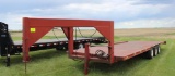 *** 1981 8' X 24' WITH 2' BEAVER TAIL, HOMEMADE TRI AXLE FLATBED TRAILER, STEEL BED, HYD TILT