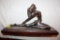 Naked Woman Brass Sculpture on Wood Base, 10