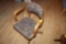 Wood Office Chair with Fabric Back and Cushion, Swivels, Castors