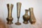 (4) Brass Engraved Vases, Some made in India