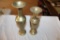 (2) Brass Vases, Engraved, 12