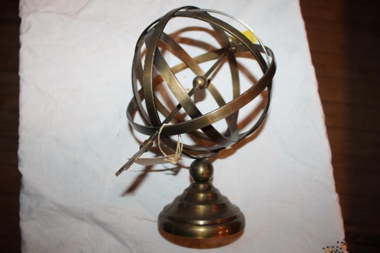 Armillary Sphere with Arrow Sculpture, Metal, 11"x11"