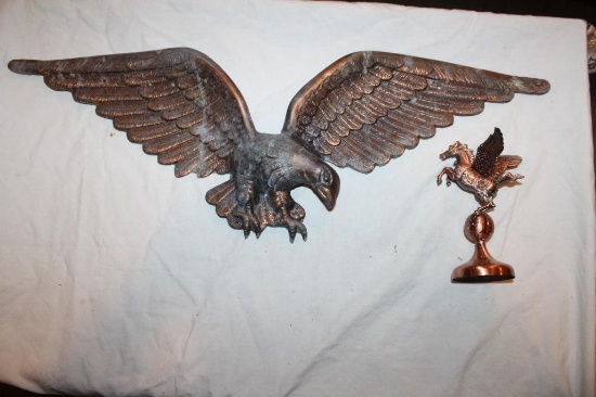 Brass Eagle Sculpture, 9hx26", Pegasus, NIB