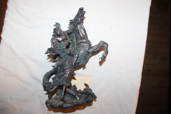 "To The Rescue" Native Warrior on Horse with Woman Sculpture, Liberty Bronze Collection,