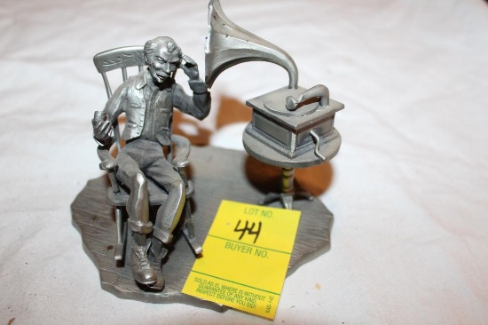 Old Man cant Hear Sculpture, Metal, 4"hx5"