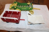 Handmade JD Manure Spreader, Red Barge Box, White Hay Rack, very Detailed, 3pc