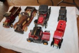 Old Model Trucks, Wooden Car, 6pc