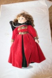 Girl Doll in Dress, Purse, on Display Stand, 16