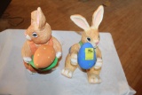 Easter Bunny Couple, with Eggs, Plastic