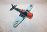 Hubley Kiddie Toy Metal Plane, Retractable Landing Gear, Folding Wings, 11.5