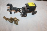 Cast Iron Horse, Buggy, People, Wheels Turn, 10