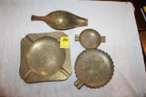 (4) Brass Engraved Ashtrays, some made in India