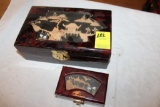 (2) Asian Wood Carving Art Jewelry Boxes, one is SAN YOU, made in China