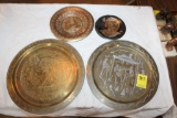 (4) Egyptian Style Metal Serving Trays/Wall Hangings, (2) pc Egyptian Literature