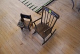 Kids Wood Rocking Chair; Toy Wood School Chair, table has been repaired