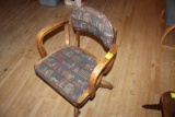 Wood Office Chair with Fabric Back and Cushion, Swivels, Castors