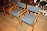 (3) Wood Waiting Room Chairs, with Fabric Cushions