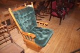 Wood Glider/Rocker Chair with Green Fabric