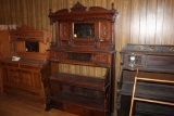 Solid Wood Shelf, Carved Wood, Mirror, this was originally a pump organ, 80