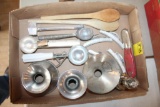 Old Metal Kitchen Tools, Ice Cream Scoops, Corn Cutter, Cow Tins