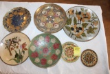 (7) pcs Decorative Painted Brass Plates