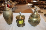 (3) Brass Pots with Lids