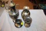 (4) Brass Vases, Pots, Engraved, Painted, Made in India