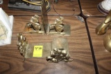 (2) Pair Brass Bookends, Donald Duck, Mickey Mouse