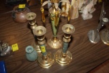 (5) Pcs, Brass, Green Stone Candle Holders