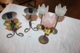 (5) pcs, Metal/Glass Candleholders