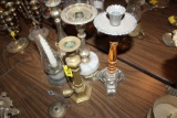 (5) pcs, Candleholders, one with snuffed, parts