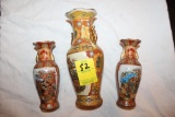 (3) Vases, Ceramic, Painted, Made in China