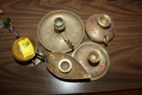 (5) pcs Brass Engraved Candleholders, some painted