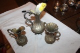 (3) Metal Vases