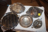 (4) Trays, Metal Bowl, (8) spoons& forks