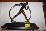 Naked Woman Rolling Hoop Sculpture on Base, 17