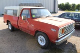 *** 1978 Dodge D20 Pickup, 2WD Mitsubishi 6DR5 Diesel, 3/4 Ton, Reg Cab, 8' Box, Topper,