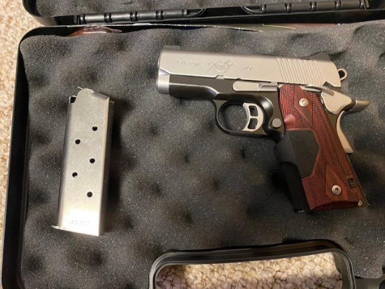 KIMBER ULTRA CDP II 45 ACP, CRIMSON TRACE, LASER GRIPSM 2 CLIPS, HARD CASE, SN KU210369,