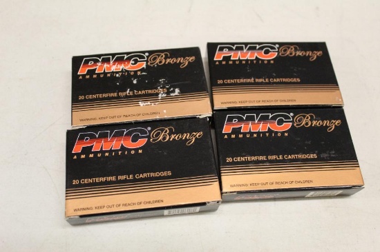 (4) BOXES OF 223 REMINGTON PMC BRONZE CENTERFIRE RIFLE CARTRIDGES