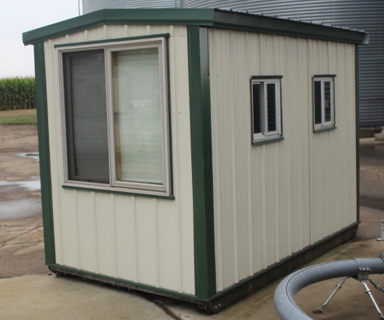 APPROX 6'X10' PORTABLE DRYING SHED ON SKIDS WIRED FOR 110, WITH HEATER