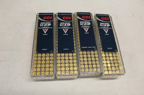 (4) BOXES OF CCI MINI-MAG 22LR HP