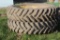(2) 14.9R46 TRACTOR TIRES ON DOUBLE BEVEL 10 BOLT RIMS, TIRES HAVE LOTS OF WEATHER CHECKING