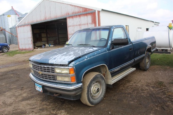 *** 1991 CHEV SILVERADO K2500 REG CAB PICKUP, 5.7L, AUTO, 8' BOX, 4X4, CLOTH, PW/PL,