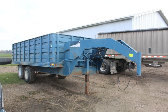 *** 1980 GOOSENECK 5TH WHEEL TANDEM AXLE TRAILER, 16' 40" SIDES, WOOD FLOOR, 12V HYD HOIST,