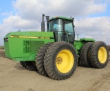 1990 JD 8760 4WD TRACTOR, 24 SPEED, 20.8R42 DUALS, (4) REAR WHEEL WEIGHTS, 3SCV, HAMMERSTRAP,